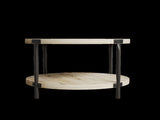 Modern minimalist round coffee table, 29.61-inch MDF material double-layer coffee table, open W1727P251175