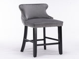 Furniture,Contemporary Velvet Upholstered Wing-Back Barstools with Button Tufted Decoration and 56021290