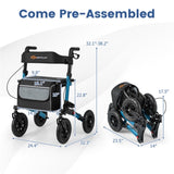 308lbs Foldable Rolling Walker 9" All-Terrain Tires, 7-Level Height , Wide Seat, 01542722