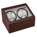 ZUN Brown Leather Watch Winder Storage Auto Display Case Box 4 6 Automatic Rotation 27700804