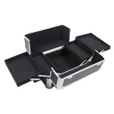 ZUN 4-in-1 Draw-bar Style Interchangeable Aluminum Rolling Makeup Case Black 67069398