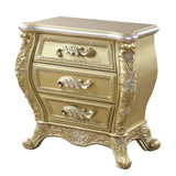 Gold 3-Drawer Nightstand B062P215397