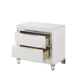 Pearl White 2-Drawer Nightstand with Acrylic Crystal Legs B062P215411