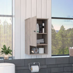 ZUN Medicine Single Door Cabinet 28" H, One Shelf, Two Interior Shelves, Light Gray B097132902