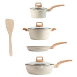 ZUN Kitchen Cookware Set Pots and Pans Set White Nonstick Granite Coating Dishwasher Safe Fast Even Heat 67861779