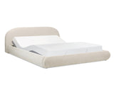 Archie Puffy Grounded Upholstered Platform Bed Queen, Oatmeal Light Beige Chenille B2719P479035
