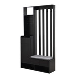 ON-TREND Contemporary 39.3''Wx70.8''H Hall Tree Storage with Cushioned Storage Bench, N721P179243B