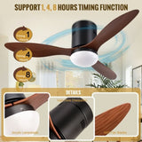 ZUN 52 Inch Ceiling Fans with Lights, 6 Speed Reversible Noiseless Fan Light DC Motor, Indoor and 63343286