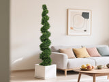7FT Tall Artificial Two-Tone Cypress Pine Tree Realistic Lifelike Faux Greenery with Natural Dual W2945P379249