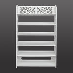 ZUN Wood-plastic Board Six Tiers Carved Shoe Rack White B 86980088