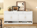 U-Style Farmhouse Sideboard with 3 Drawers & 4 Doors,59.1" Multi-Functional Storage Buffet with N711P345213K