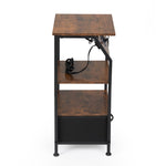 ZUN Rustic Nightstand, Bedside Table with Drawer and Shelves, USB Ports and Outlets, Remote Control, LED W2181P191357