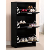 ZUN Black 3-Drawer Shoe Rack B062P153804