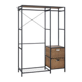 Acacia Wood Garment Racks with Shelves 2 Wicker Drawers and 4 Hooks Heavy Duty Closet Organizer for W2391P289978