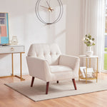 ZUN Accent Chairs for Bedroom, Midcentury Modern Accent Arm Chair for Living Room, Linen Fabric Comfy T2694P194178