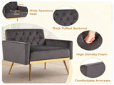 Gray Modern Tufted Velvet Accent Chair, Ergonomic Wide Seat Single Sofa Chair with Padded Armrests, 79130353