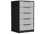 Dresser 42"H, 5 Drawer, Vertical Dresser, White / Smokey Oak B097133390