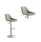ZUN Dining Kitchen Adjustable Bar stool Chair Light Grey Wax Polyurethane Leather Chrome Base Modern Set B011P151353