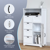 ZUN Modern White Wooden Storage Cabinet with Five Drawers and One Doors,Free-standing Cupboard for W1673P145236