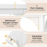 Spacious Rectangular Dining Table - 63"x24"x30", Adjustable Foot Pads, Waterproof Stain-Resistant 14488397