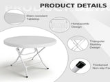 31.5 Inch Round Folding Table, Heavy Duty Plastic Foldable Cocktail Bistro Table, Easy 24201242