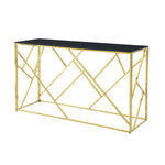 ZUN Modern Glass Console Table, 55" Gold Sofa Table with Sturdy Metal Frame and Black Tempered Glass W1567110796