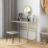 ZUN Modern Vanity Makeup Desk with Mirror, Dressing Table with Open Storage, Faux Marble Finish and 06717574