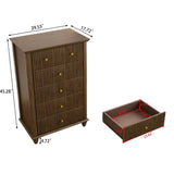 Fluted 5 Drawer Dresser, 45 Inch Tall Modern Chest of Drawers, Bedroom Dresser with Metal Handle, W1716P330707