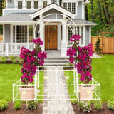 Metal Garden Arch with Gate 79.5'' Wide x 86.6'' High Climbing Plants Support Rose Arch Outdoor W1586P243826