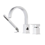 Waterfall Bathtub Faucet with Sprayer, 3-Hole Roman Filler with Hand Shower Deck Mount Waterfall W1224P206114
