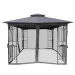 ZUN 10x10 Outdoor Patio Gazebo Canopy Tent With Ventilated Double Roof And Mosquito net W41940785