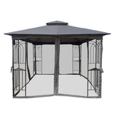 ZUN 10x10 Outdoor Patio Gazebo Canopy Tent With Ventilated Double Roof And Mosquito net 98489857