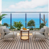19.7in Rattan Coffee with Glass Top, Small Round End, Boho Style Side Sofa End 82239146
