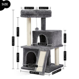 ZUN Modern Small Cat Tree Cat Tower With Double Condos Spacious Perch Sisal Scratching Posts,Climbing 72633597