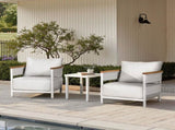 Rhodes 29" Upholstered Teak & Aluminum Patio Arm Chair Birch Gray Chenille B2719P321037