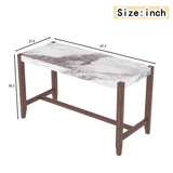 Counter Height Table, 47.5 Inch Faux Marble Finish Bar Dining Table, Modern Bar Tall Dining Table N752P269652K