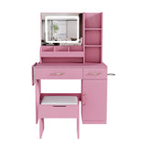 Vanity Desk with LED Mirror Lights and Power Outlet Charging Station, Makeup Dressing Table with 3 93490153