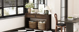 TREXM 55" Console Table, Rustic Wooden Entryway Table with Storage Drawers and Open Shelf, Elegant N715P235096D