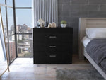 ZUN Melia Three Drawer Dresser, Superior Top, Metal Hardware -Black B20092095