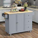Rolling Mobile Kitchen Island with Solid Wood Top Locking Wheels,52.7 Inch Width,Storage Cabinet WF287035AAG