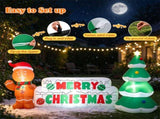 9.5 FT Inflatable Merry Christmas Sign with Gingerbread Man & Xmas Tree, Built-in LED Lights Blow Up 37609638