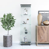 ZUN Glass Display Cabinet 4 Shelves with Door, Floor Standing Curio Bookshelf for Living Room Bedroom W1806P197872