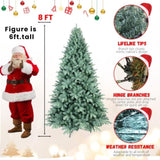 Artificial 8ft Blue green Tint Christmas Tree with 2458 PE/PVC Mixed Branch Tips, memory wireiron 66097237