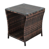 ZUN Glass Surface Brown Gradient Iron Frame Rattan Side Table 38666142