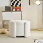 ZUN Cozy Boucle Storage Ottoman: Stylish Comfort with Hidden Storage, White N769P199879W