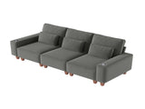 Dark Gray Chenille Deep Seat 3-Seater Sofa with Brushed Stainless Steel Cup Holders and 3 Decorative 15727066