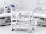 3-Tier Rolling Lab Cart, Mobile Utility Cart with 3 Trays, 4 Silent Wheels & 3 Trash Cans, PP 54275968