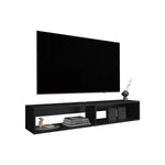 ZUN TV Stand 10.4" H, with 2 Shelves, Black B097P250856