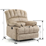 ZUN Large Manual Recliner Chair in Fabric for Living Room, Beige W1803130582