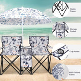 Portable Outdoor 2-Seat Folding Chair with Removable Sun Umbrella Coconut Tree 59226804